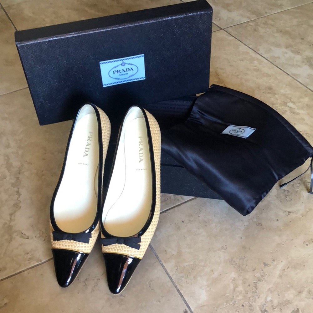 Prada Rattan and Black Flats